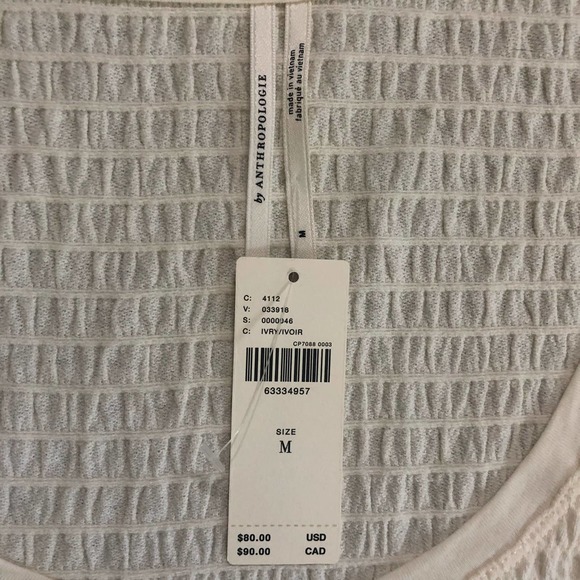 NWT Anthropologie White Cream Ruched Bell Sleeve Shirt - Picture 3 of 3